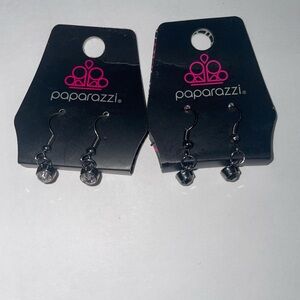 Paparazzi Two pair Silver Dangle Earrings with Crystal Accents